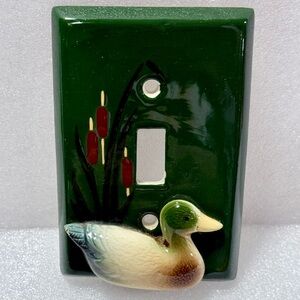Vintage Duck Hand Painted Ceramic Switch Plate